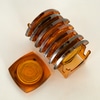 Set of 8 Amber Coasters with Holder
