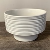 White Ribbed Ceramic Footed Bowl