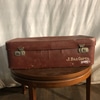 Red/Brown Leather Suitcase