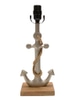Table Lamp Base; silver Anchor with natural rope on oak brass