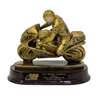 Trophy; Gold motorcycle, on oblong brown base
