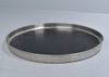 Contemporary Round Silver Serving Tray w/ Black Interior Liner