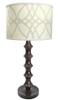 Table Lamp Base; Mahogany wood, faceted post, round base