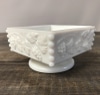 Milk Glass Embossed Footed Dish