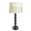 Lamp Shade; Linen, cream & blue deco flower pattern.