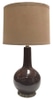 Lampshade, Brown; Suede, drum shape