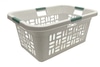 Laundry basket, white plastic with green handles