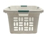 Laundry basket, white plastic with green handles