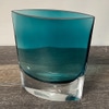 Blue Pinch Shape Crystal Vase