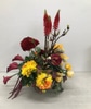 SILK Stylized Contemporary Burgundy And Gold Arrangement