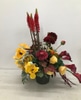 SILK Stylized Contemporary Burgundy And Gold Arrangement