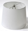 Lampshade; tapered drum shape.