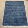 Blue Shag Floor Rug with White Tassels