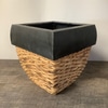 Wicker and Black Metal Planter A