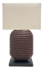 Table Lamp Base; Brown ceramic, undulating layers oblong