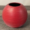 Red Rubber Ribbed Vase