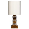 Table Lamp Base; red wood with plexi & wood blocks