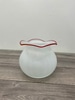 Frosted Glass Vase With Red Rim