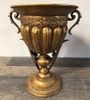 Gold Antiqued Metal Filigree Urn or Vase