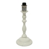 Table Lamp Base; White, wood, ribbed candlestick design