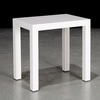 Parsons Style White Lacquer and Laminate Small End Table