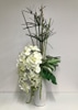 SILK Contemporary Orchid, Papyrus and reed White Etched Cylinder