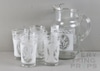 Set of 5 Drinking Glasses w/ White Wheat Detail