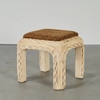 Pair White Rattan Wicker Stools