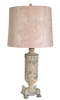 Table Lamp base; vintage, rustic pink enamel, floral detail,