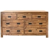 Dresser; Acacia wood, rustic with black iron hardware,