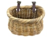 Wicker bicycle basket with two faux leather buckled straps