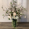Dogwood and Peony in Glass Cylinders