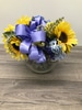 Silk.Sunflower With Blue Hydrangea Arrangement