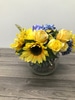 Silk.Sunflower With Blue Hydrangea Arrangement