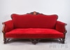 Red Victorian Couch w/Wooden Inlay