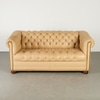 Cream Leather Chesterfield Loveseat