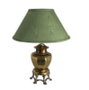 Lamp Shade; Vintage, Green sateen, conical shape, spider fit