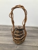 Decorative Wood Vase With Wicker Handle