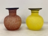 Yellow Frosted Glass Bud Vases