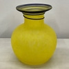 Yellow Frosted Glass Bud Vases