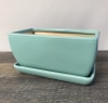 Mint Ceramic Planter with Dish
