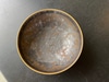 Bowl Half Round Ring Stand Metallic Mottled Glaze, Gold Rim
