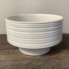 White Ribbed Ceramic Footed Bowl