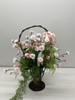 SILK Vintage Basket with Pink Carnations