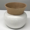 Cream And Tan Color Ceramic Container