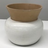 Cream And Tan Color Ceramic Container
