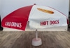 Red and White Food Cart Umbrella - Cold Drinks - Hot Dogs