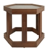 Side table:  Hexagonal wood with glass covered top