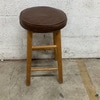 Wooden Bar Stool with Brown Leather Seat