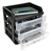 Desk Organizer; Plastic, Black with 3 frosted drawers,